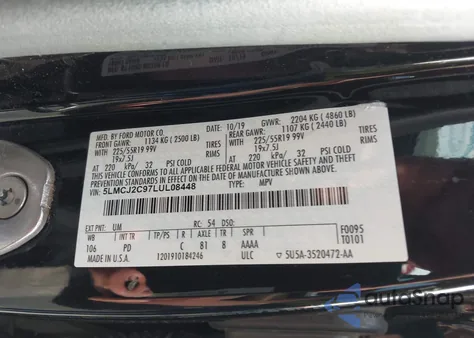 2020 Lincoln Corsair Reserve из США, поврежденный, VIN 5LMCJ2C97LUL08448